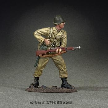 Image of U.S. Armored Infantryman Reaching for Clip, 1943-45--single figure