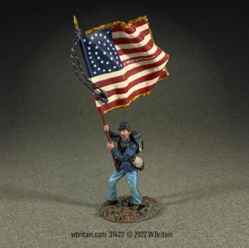 Image of Union 16th Michigan Flagbearer with National Colors--single figure