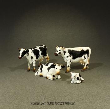 Image of Black Randall Lineback Cows--four animal figures