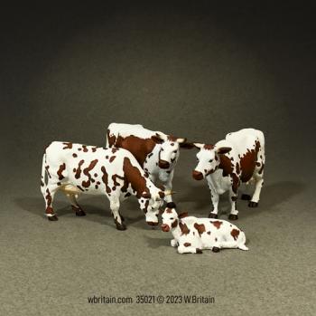 Image of Brown Randall Lineback Cows--four animal figures