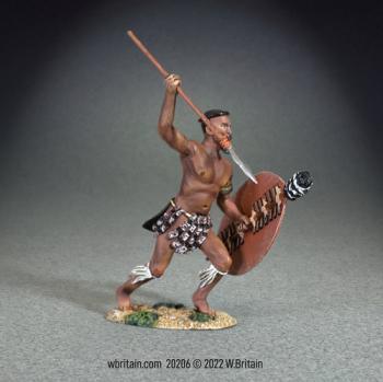 Zulu Attacking, 1879--single figure with raised asegai and lowered shield Zulu Attacking, 1879--single figure with raised asegai and lowered shield #47555