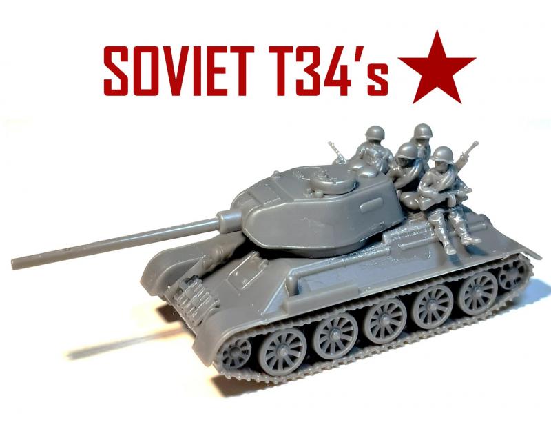 Soviet T-34 76/85--six 1:144 scale tanks (unpainted plastic kit) #3