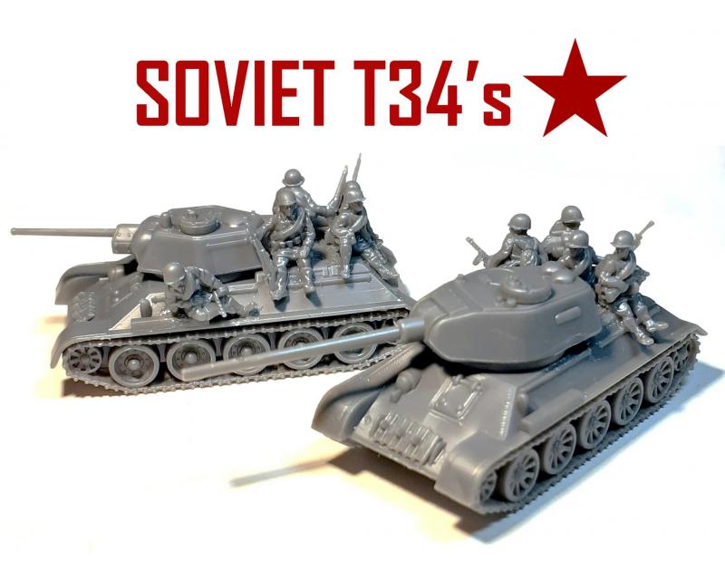 Soviet T-34 76/85--six 1:144 scale tanks (unpainted plastic kit) #5