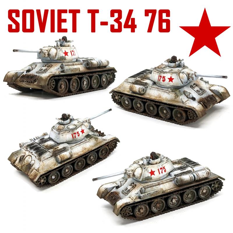 Soviet T-34 76/85--six 1:144 scale tanks (unpainted plastic kit) #7