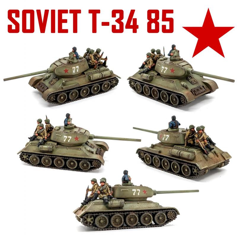Soviet T-34 76/85--six 1:144 scale tanks (unpainted plastic kit) #8