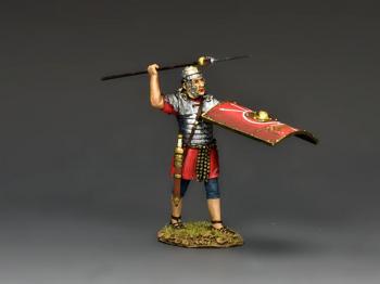 Image of Standing Roman Legionary Throwing Pilum--single figure with pilum