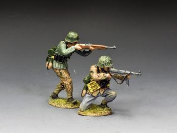 Image of Open Fire!--two 12th SS Hitlerjugend figures (standing firing, kneeling firing smg)