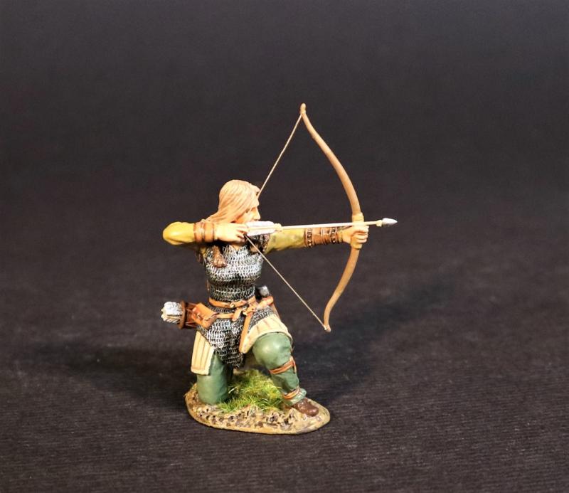 Viking Shield Maiden Kneeling with Drawn Bow, Viking Shield Maidens, The Vikings, The Age of Arthur--single figure #1