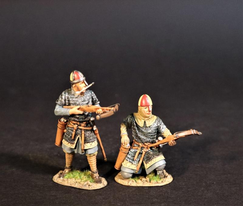 Spanish Crossbowmen (standing readying, quarrel in mouth; kneeing reaching for quarrel), The Spanish, El Cid and the Reconquista--two figures #1