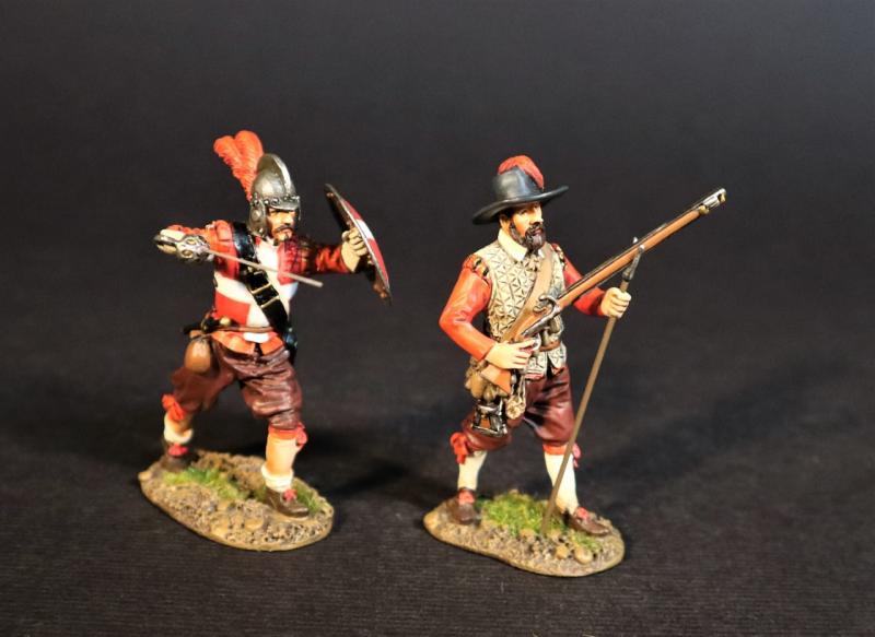 Two Maltese Militia (readying musket and rest, advancing with sword & shield),  The Great Siege of Malta, 1565, The Crusades--two figures #1