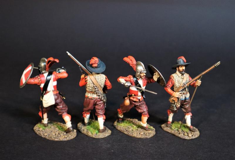 Four Maltese Militia (2 readying musket and rest, 2 advancing with sword & shield),  The Great Siege of Malta, 1565, The Crusades--four figures #1