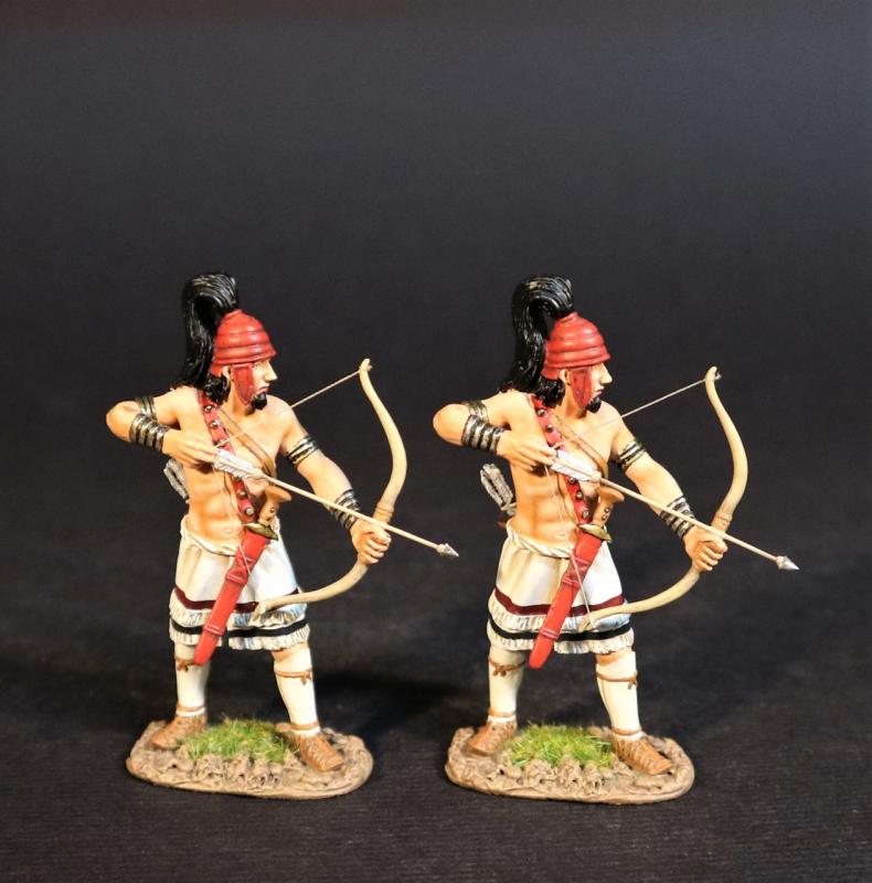 Two Greek Archers (red helmet (no horns), standing ready to fire), The Greeks, The Trojan War--two figures #1