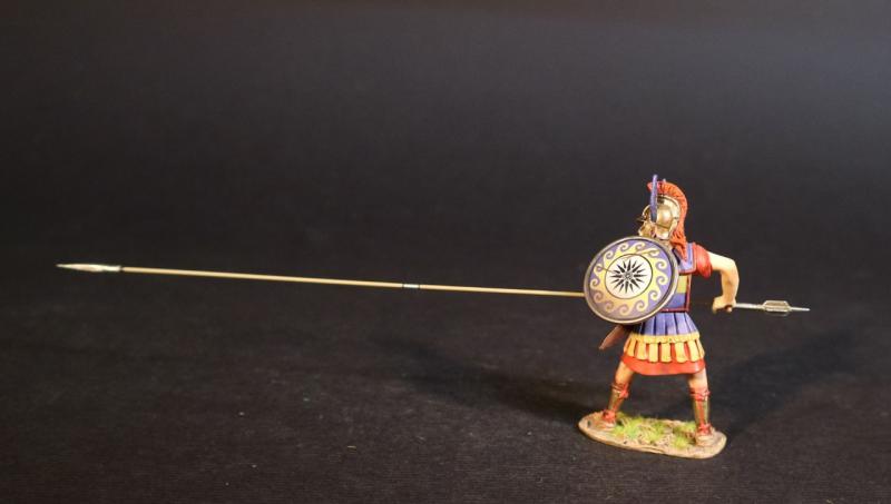 Phalangite Officer with Colored Shield, Sarissa Aimed Straight Ahead, The Macedonian Phalanx, Armies and Enemies of Ancient Greece and Macedonia--single figure with pike #1