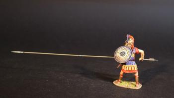 Image of Phalangite Officer with Colored Shield, Sarissa Aimed Straight Ahead, The Macedonian Phalanx, Armies and Enemies of Ancient Greece and Macedonia--single figure with pike--RETIRED--LAST TWO!! Image of Phalangite Officer with Colored Shield, Sarissa Aimed Straight Ahead, The Macedonian Phalanx, Armies and Enemies of Ancient Greece and Macedonia--single figure with pike--RETIRED--LAST TWO!!
