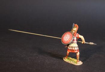 Image of Phalangite Officer with Red Shield, Sarissa Aimed Straight Ahead, The Macedonian Phalanx, Armies and Enemies of Ancient Greece and Macedonia--single figure with pike--RETIRED--TWO LEFT!! Image of Phalangite Officer with Red Shield, Sarissa Aimed Straight Ahead, The Macedonian Phalanx, Armies and Enemies of Ancient Greece and Macedonia--single figure with pike--RETIRED--TWO LEFT!!