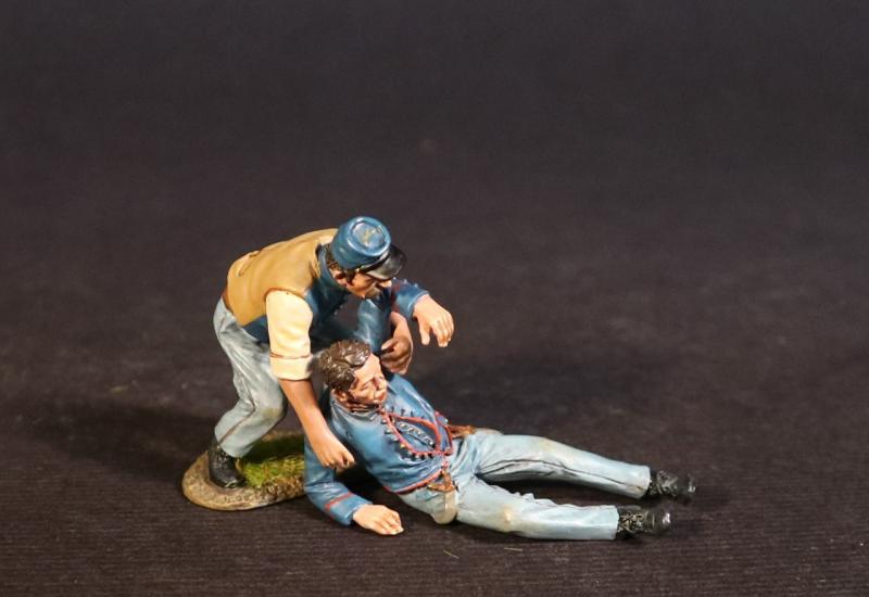 Two Wounded Crew (crouching crewman dragging prone crewman), 5th U.S. Artillery, The Union Army, The First Battle of Bull Run, 1861, ACW, 1861-1865--two figures #1