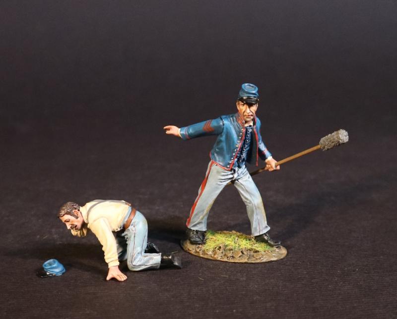 Two Wounded Crew (standing with sponge, on all fours looking for cap), 5th U.S. Artillery, The Union Army, The First Battle of Bull Run, 1861, ACW, 1861-1865--two figures #1