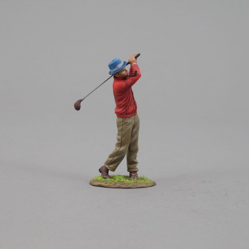 Golfer #1--single crooner figure swinging club #2
