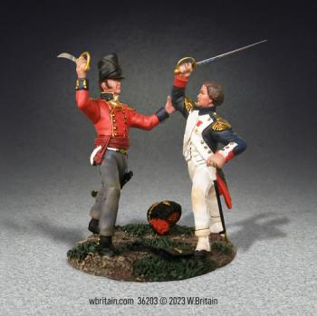 Image of “A Desperate Struggle”--French Imperial Guard Officer and British 1st Foot Guards Officer--two figures on single base