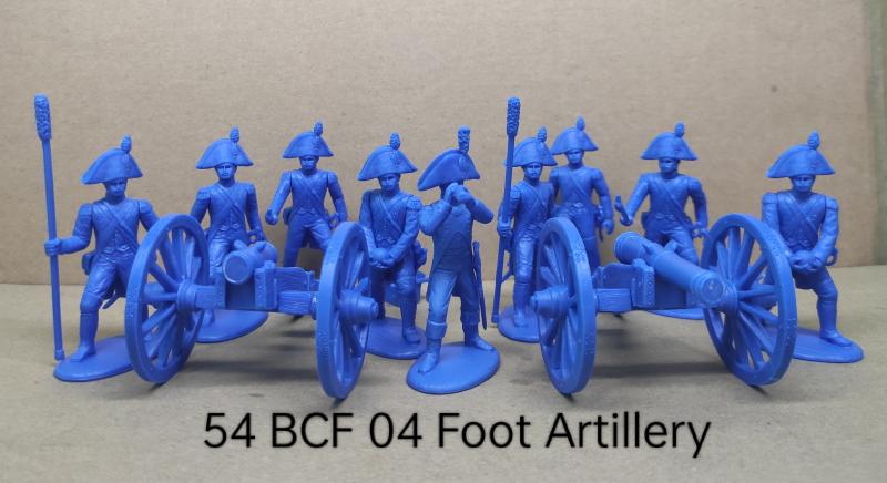 Foot Artillery (1805, Bicorne)--nine unpainted 54mm plastic model soldiers and two gun models #1