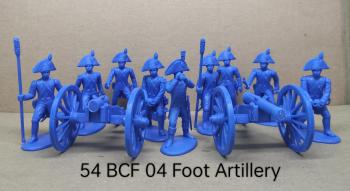 Image of Foot Artillery (1805, Bicorne)--nine unpainted 54mm plastic model soldiers and two gun models--AWAITING RESTOCK.