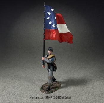 Image of Confederate Infantry Flagbearer with 1st National Colors--single figure