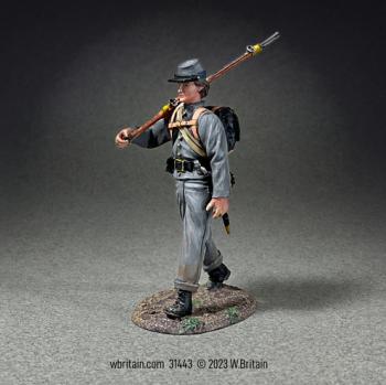 Image of Confederate Infantry Marching with Knapsack Wearing Depot Jacket--single figure