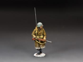 Image of Walking Radioman--single WWII American GI figure in overcoat