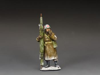 Image of Standing Medic--single WWII American GI figure in overcoat with stretcher
