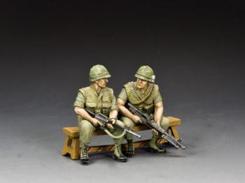 Image of Sitting M60 Gun Team--two seated Vietnam-era USMC figures (bench not included)