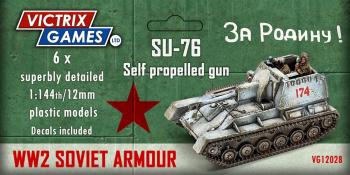 Image of Soviet SU-76 Self Propelled Gun and Crew--six 1:144 scale tanks (unpainted plastic kit)--TWO IN STOCK.