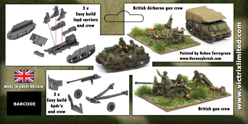 Loyd Carrier and 6 pounder plus crews--three each of 1:144 scale tanks and cannon (unpainted plastic kit) #2