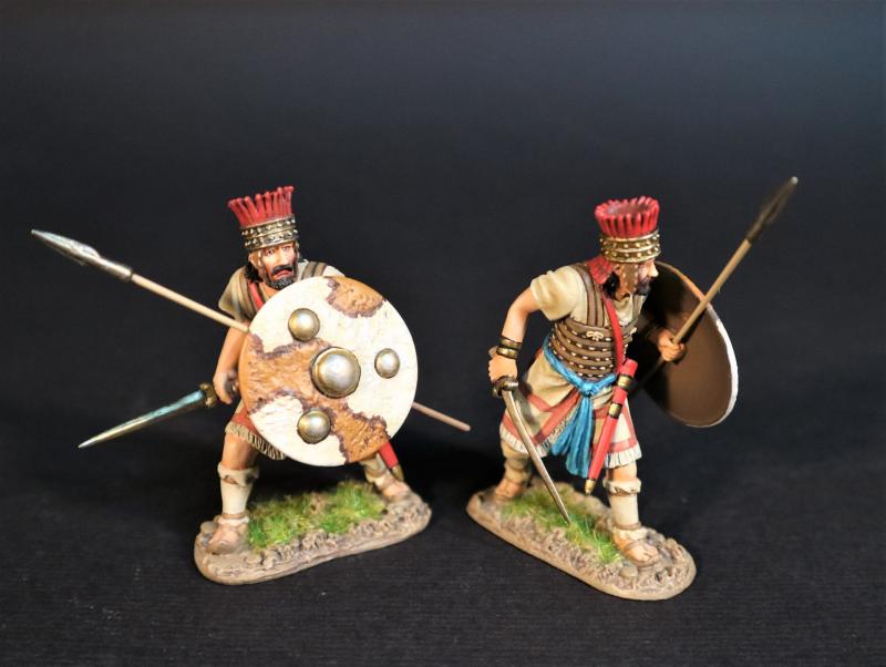 Two Lycian Warriors (round shield, wielding swords, holding spears), The Lycians, Troy and Her Allies, The Trojan War--two figures #1