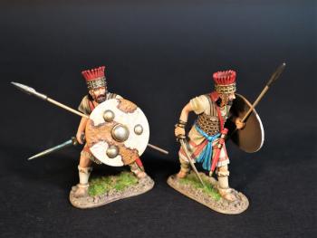 Two Lycian Warriors (round shield, wielding swords, holding spears), The Lycians, Troy and Her Allies, The Trojan War--two figures #2