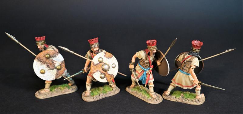 Four Lycian Warriors (round shield, wielding swords, holding spears), The Lycians, Troy and Her Allies, The Trojan War--four figures #1