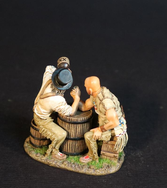 The Underdog, The Rendezvous, The Mountain Men, The Fur Trade--two seated figures arm wrestling over a barrel #2