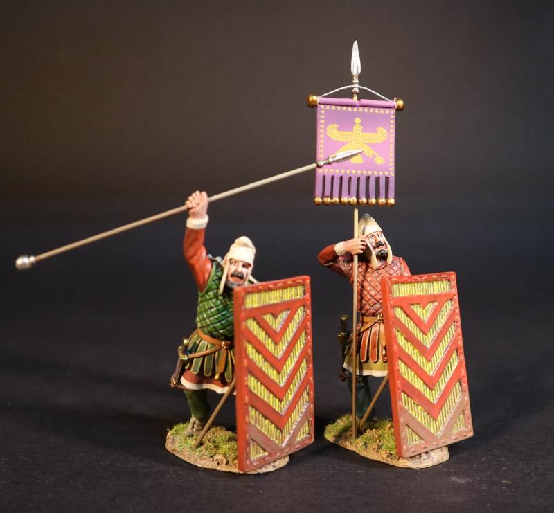Persian Sparabara Spearmen Standard Bearer and Officer (red and yellow shield), The Achaemenid Persian Empire, Armies and Enemies of Ancient Greece and Macedonia--two figures #1