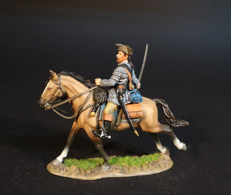 Militia Dragoon (gray coat), American Continental and Militia Dragoons, The Battle of Cowpens, January 17, 1781, The American War of Independence, 1775–1783--single mounted figure #2