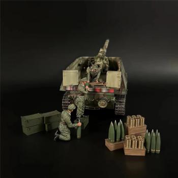 Image of Hummel Self-propelled Howitzer Gun Crew B--three soldier figures, two with shells in hand--AWAITING RESTOCK. Image of Hummel Self-propelled Howitzer Gun Crew B--three soldier figures, two with shells in hand--AWAITING RESTOCK.