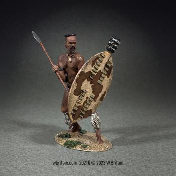 Image of Zulu Warrior Counting Rifles No.1, 1879--single figure with spear and shield