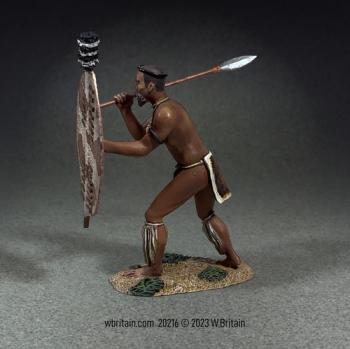 Image of Zulu Warrior Counting Rifles No.2, 1879--single figure with spear and shield