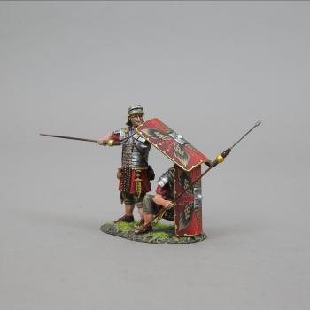 Image of Roman Repelling Cavalry--two Legionnaires with Pilum (red shield)--two figures on single base--ONE IN STOCK.