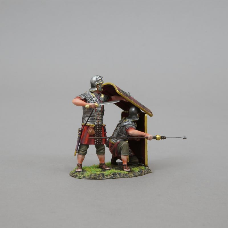 Roman Repelling Cavalry Part 2--Kneeling Legionnaire with Pilum and standing legionnaire with Gladius (red shield)--two figures on single base--TWO IN STOCK! #2