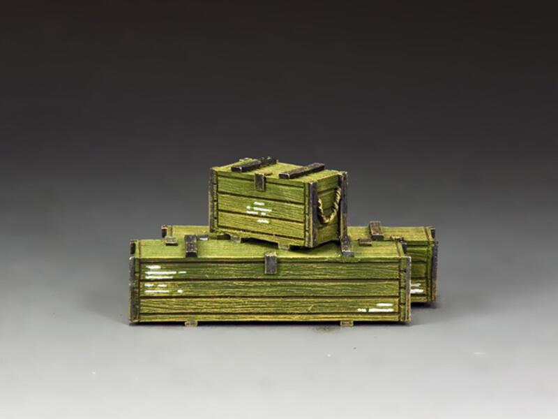 Wooden Ammunition & Weapons Crates (Olive Drab Colour)--Vietnam-era crates #1