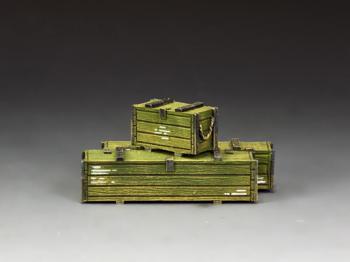 Image of Wooden Ammunition & Weapons Crates (Olive Drab Colour)--Vietnam-era crates