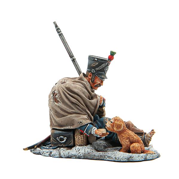 French Chasseur with Dog, 15th Light Infantry, Russia, 1812--single seated figure and puppy on single base #3