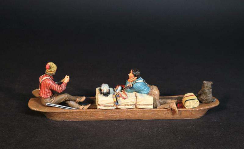 “Fur Traders Descending The Missouri”, The Mountain Men, The Fur Trade--two figures, bear, and bundles on boat #2
