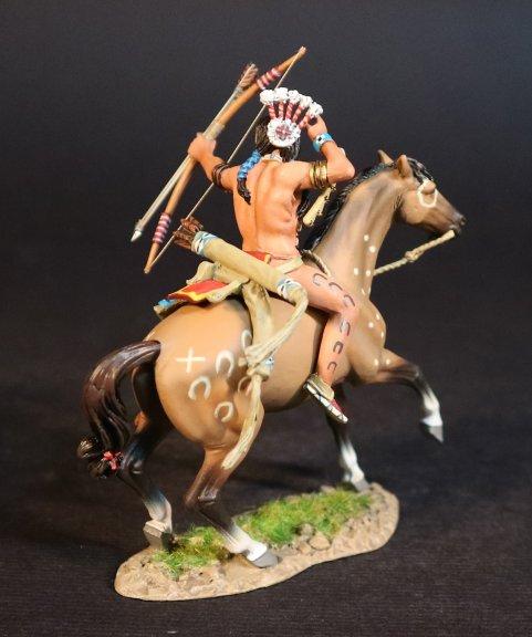 Sioux Warrior aiming bow to left, The Battle Where the Girl Saved Her Brother, 17th June 1876, The Black Hill Wars, 1876-1877, Thunder on the Plains--single mounted figure with newly-fired bow and spare arrow in left hand #2