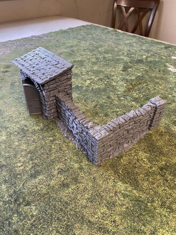 3D Print - 54mm Gate Set (Gatehouse, Roof, 2xPillars, 2xWalls, 2xDoors) #4