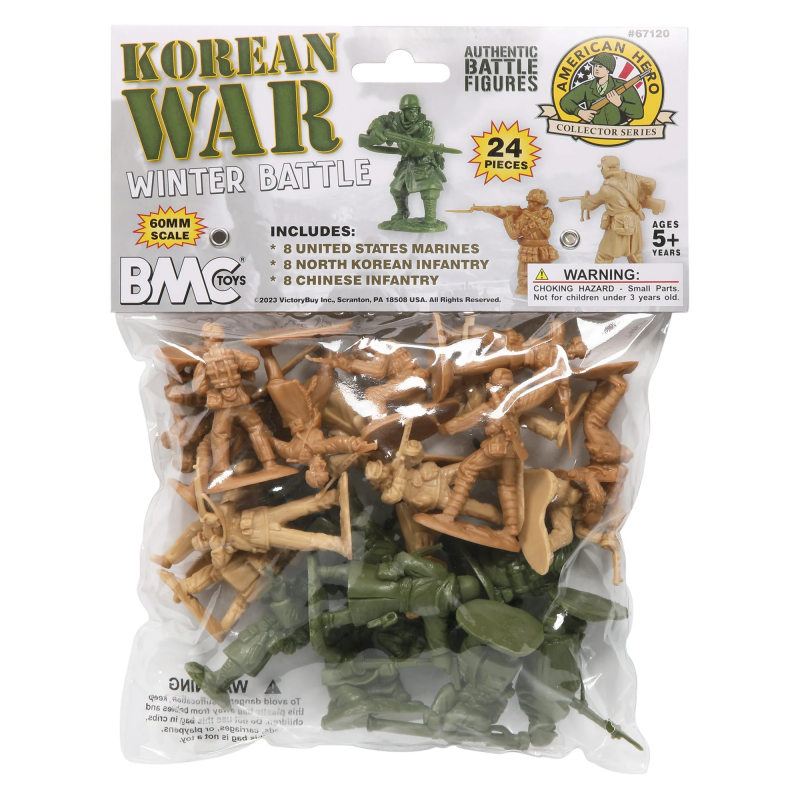 BMC Korean War Winter Battle--24 piece Tan North Korean & Chinese soldier, Green Americans figures #4
